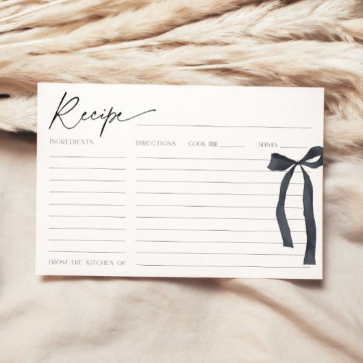 結び目ブラックボウブライダルレシピカード 招待状