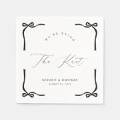 結び目ブラックボウ婚約パーティ スタンダードカクテルナプキン (正面)