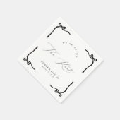 結び目ブラックボウ婚約パーティ スタンダードカクテルナプキン (角)