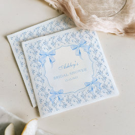 結び目ブルーボウフローラブライダルシャワー スタンダードカクテルナプキン