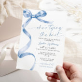 結び目ブルーボウブライダルシャワー 招待状