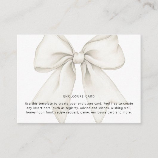 結び目ホワイトボウブライダルシャワー エンクロージャーカード (正面)