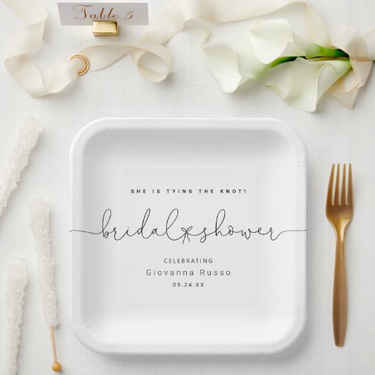 結び目ミニマルブライダルシャワー ペーパープレート (ウェディング)