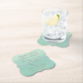 結び目ミント&シルバーウェディング日付を保存 ペーパーコースター (インサイチュ)