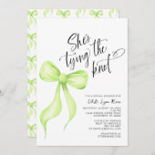 結び目ライムグリーンボウブライダルシャワー 招待状 (正面/裏面)