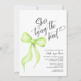 結び目ライムグリーンボウブライダルシャワー 招待状