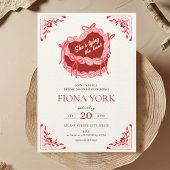 結び目レトロハートレッドブライダルシャワー 招待状