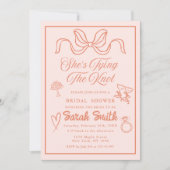 結び目レトロピーチお洒落ブライダル 招待状 (正面)