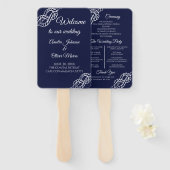 結び目ロープネイビー航海の結婚式 プログラム ハンドファン (正面&裏面)