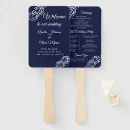 結び目ロープネイビー航海の結婚式 プログラム ハンドファン