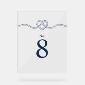 結び目ロープハート航海のネイビー&ホワイト アクリルサイン (正面)