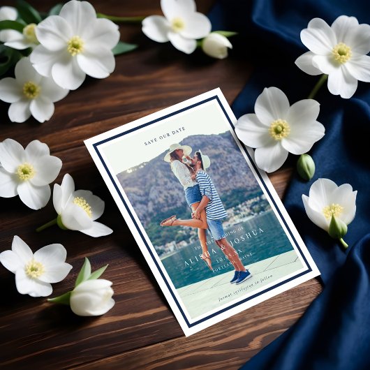 結び目ロープハート航海のネイビー&ホワイト 案内ポストカード