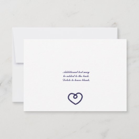 結び目ロープハートRSVPカー航海のドを結んでいる 出欠カード (裏面)