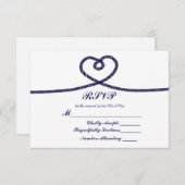 結び目ロープハートRSVPカー航海のドを結んでいる 出欠カード (正面/裏面)