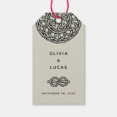 結び目付きのボホウェディングまたはエンゲージメントギフトタグ ギフトタグ (正面)