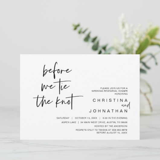 結び目結婚を結ぶ前に行うリハーサルディナー 招待状 (スタンド正面)