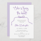 結び目薄紫おもしろい弓ブライダルシャワー 招待状 (正面/裏面)