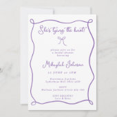 結び目薄紫弓ブライダルシャワー 招待状 (正面)