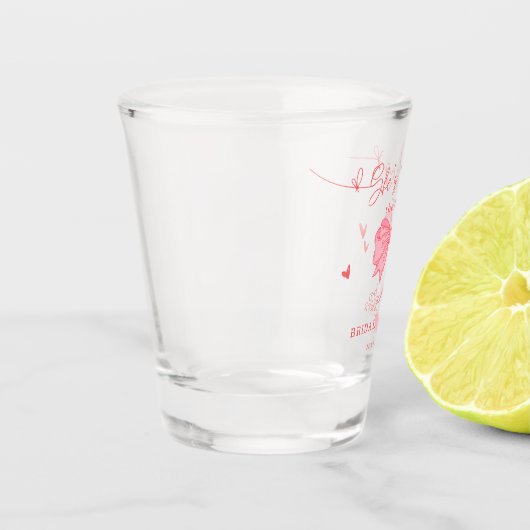 結び目赤面ピンクボウブライダルシャワー ショットグラス (左)