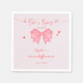 結び目赤面ピンクボウブライダルシャワー スタンダードカクテルナプキン (正面)