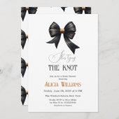 結び目金ゴールドブラックボウブライダルシャワー 招待状 (正面/裏面)