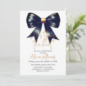 結び目金ゴールドブラックボウブライダルシャワー 招待状 (スタンド正面)