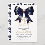 結び目金ゴールドブラックボウブライダルシャワー 招待状 (正面/裏面)