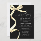 結び目金ゴールド弓ブライダルシャワー 招待状 (正面)