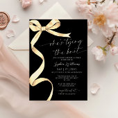 結び目金ゴールド弓ブライダルシャワー 招待状