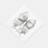 結び目金ゴールド白弓ブライダルシャワー スタンダードランチョンナプキン (角)