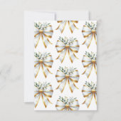 結び目 ゴールド ホワイト リボン フラワー ブライダル シャワー サンキューカード (裏面)