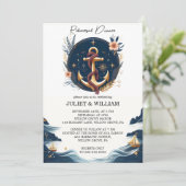 結び目 ボート 船 ネイビーブルー 航海 リハーサル ディナー 招待状 (スタンド正面)