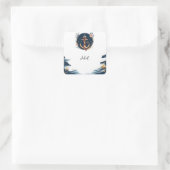 結び目 ボート 船 海軍青 ナチュラル ブライダルシャワー スクエアシール (バッグ)