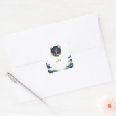 結び目 ボート 船 海軍青 ナチュラル ブライダルシャワー スクエアシール (封筒)