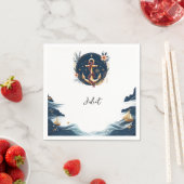 結び目 ボート 船 海軍青 ナチュラル ブライダル シャワー スタンダードカクテルナプキン (インサイチュ)