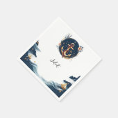 結び目 ボート 船 海軍青 ナチュラル ブライダル シャワー スタンダードカクテルナプキン (角)