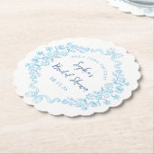 "結び目"何かブルーボウブライダルシャワー ペーパーコースター (アングル)
