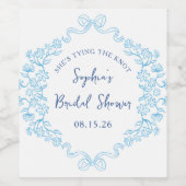 "結び目"何かブルーボウブライダルシャワー ワインラベル (シングルラベル)