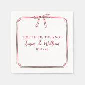 "結び目"弓ブルゴーニュMaroonカスタムウェディング スタンダードカクテルナプキン (正面)