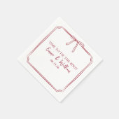 "結び目"弓ブルゴーニュMaroonカスタムウェディング スタンダードカクテルナプキン (角)