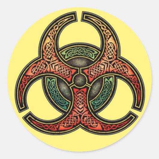 結び糸細工の生物学的災害［有害物質］のステッカー ラウンドシール (正面)