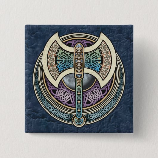 結び糸細工のLabrysの正方形ボタン 缶バッジ (正面)