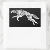 結び糸細工ウルフホワイトオンブラック 長方形シール (バッグ)