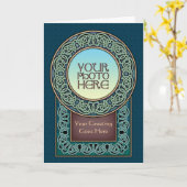 結び糸細工サークルフォトフレームグリーティングカード カード (黄色い花)