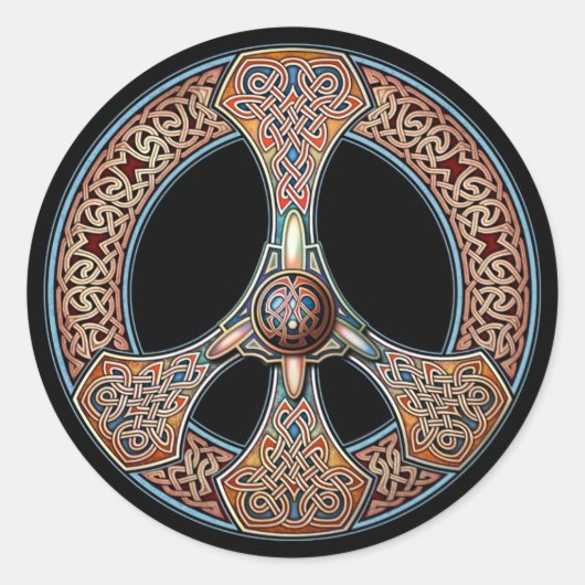 結び糸細工ピースサインシール ラウンドシール (正面)