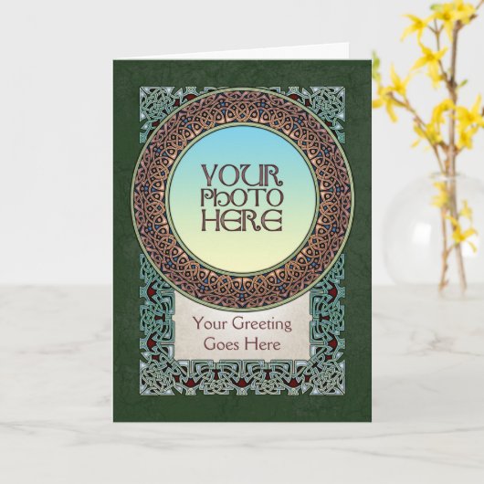 結び糸細工リングや輪縁どフォトフレームグリーティングカード カード (黄色い花)