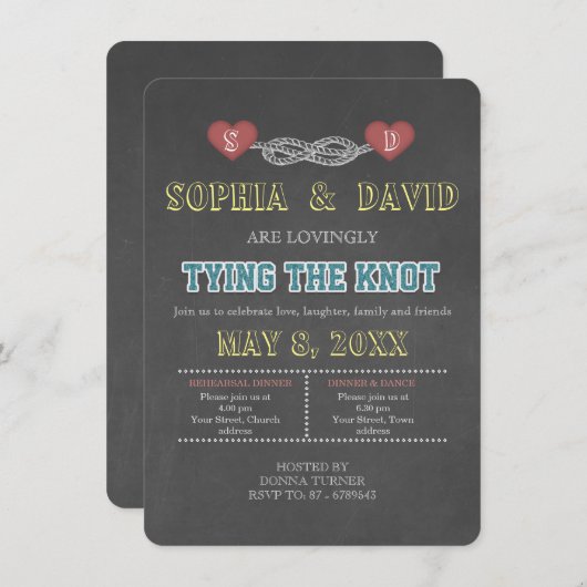 結び素朴目の国リハーサルディナー 招待状 (正面/裏面)