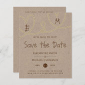 結び素朴目の結婚式の日付を保存 (正面/裏面)