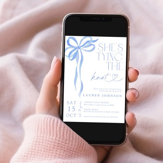 結び結びブルーブライダルシャワー 招待状