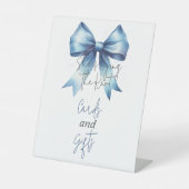 結び結びブルーボウブライダルシャワーカード・ギフト 台座サイン (正面)